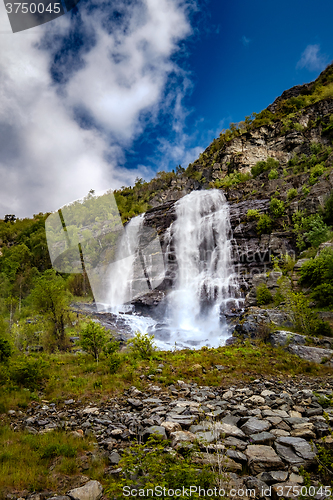 Image of Beautiful Nature Norway natural landscape. Waterfall Norway.