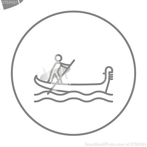 Image of Sailor rowing boat line icon.