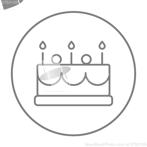 Image of Birthday cake with candles line icon.