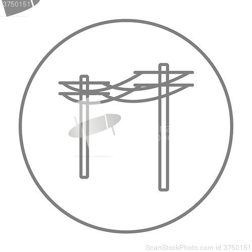 Image of High voltage power lines line icon.