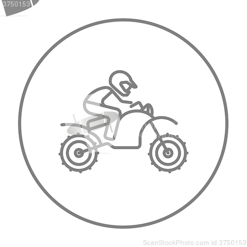 Image of Man riding motocross bike line icon.