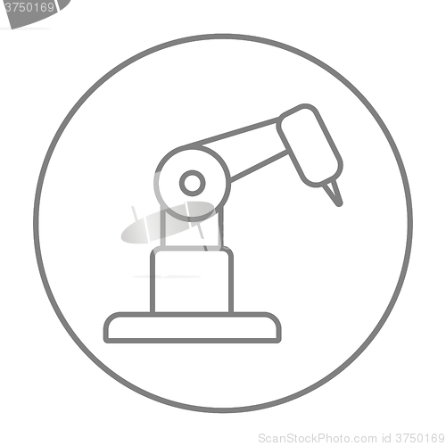 Image of Industrial mechanical robot arm line icon.