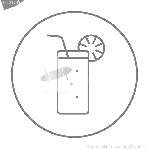 Image of Glass with drinking straw line icon.