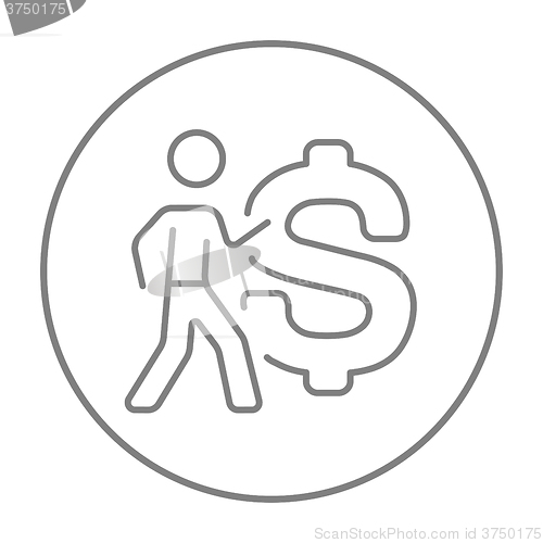 Image of Businessman with big dollar symbol line icon.