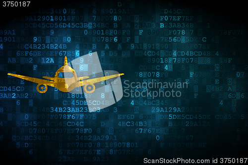 Image of Tourism concept: Aircraft on digital background