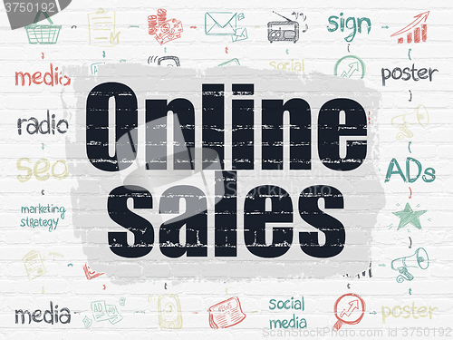 Image of Marketing concept: Online Sales on wall background