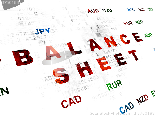 Image of Currency concept: Balance Sheet on Digital background