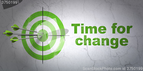 Image of Timeline concept: target and Time for Change on wall background