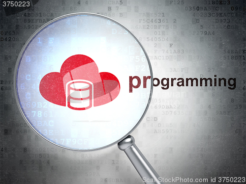 Image of Software concept: Database With Cloud and Programming with optical glass