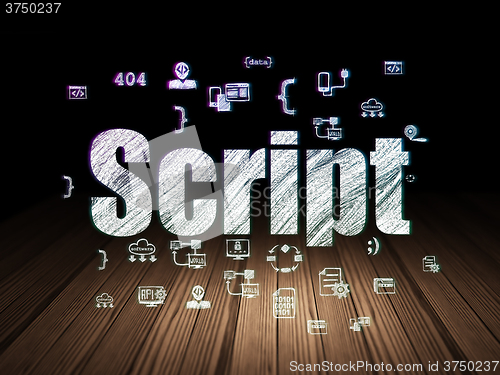 Image of Software concept: Script in grunge dark room