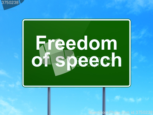 Image of Politics concept: Freedom Of Speech on road sign background