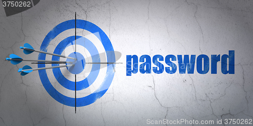 Image of Security concept: target and Password on wall background