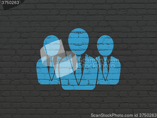 Image of Marketing concept: Business People on wall background