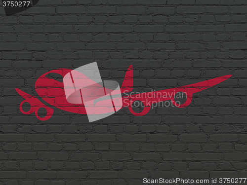 Image of Travel concept: Airplane on wall background