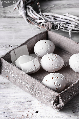 Image of decor of carved eggs