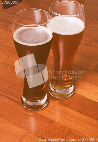 Image of Retro looking Two glasses of German beer