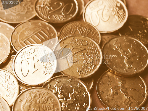 Image of  Euro coins background vintage
