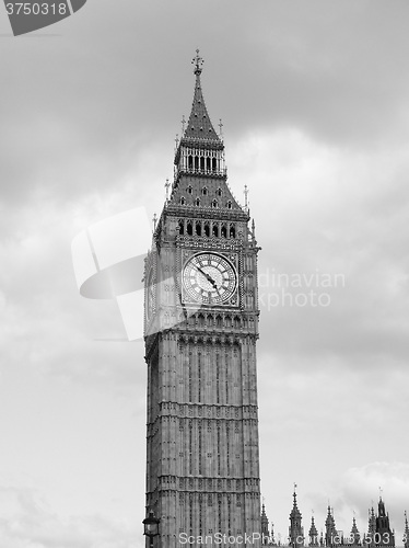 Image of Black and white Big Ben in London