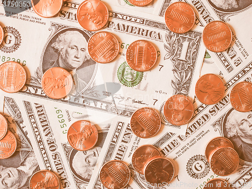 Image of  Dollar coins and notes vintage