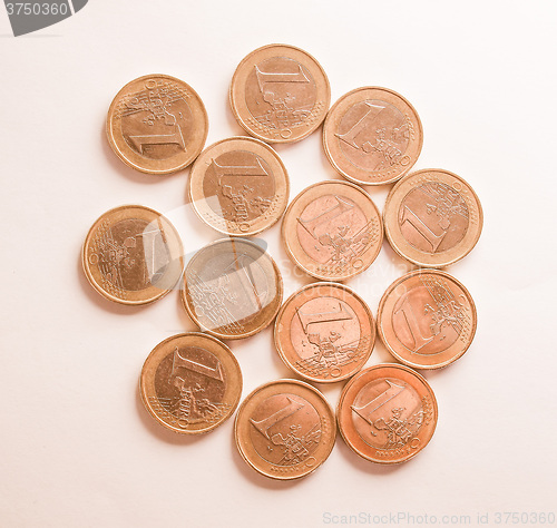 Image of  Many one Euro coins vintage