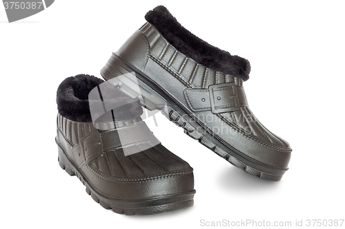 Image of Comfortable waterproof work shoes on a white background.