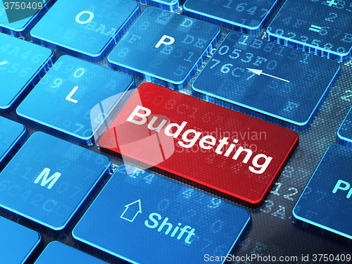 Image of Business concept: Budgeting on computer keyboard background