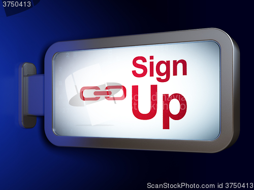 Image of Web design concept: Sign Up and Link on billboard background