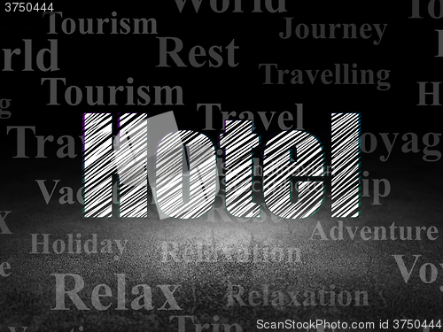 Image of Travel concept: Hotel in grunge dark room