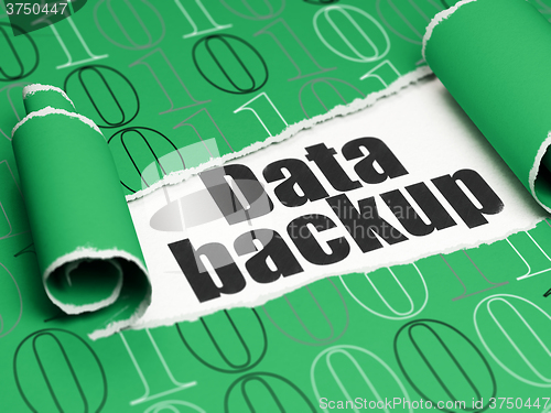 Image of Information concept: black text Data Backup under the piece of  torn paper