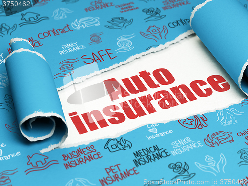 Image of Insurance concept: red text Auto Insurance under the piece of  torn paper