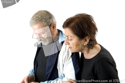 Image of Couple checking the text message