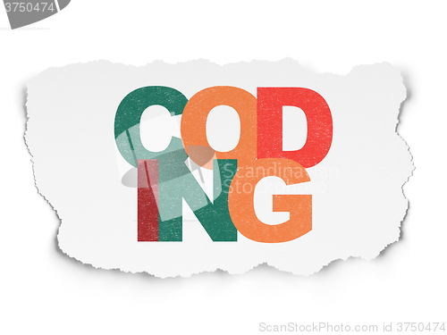 Image of Software concept: Coding on Torn Paper background