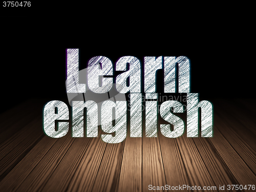 Image of Learning concept: Learn English in grunge dark room