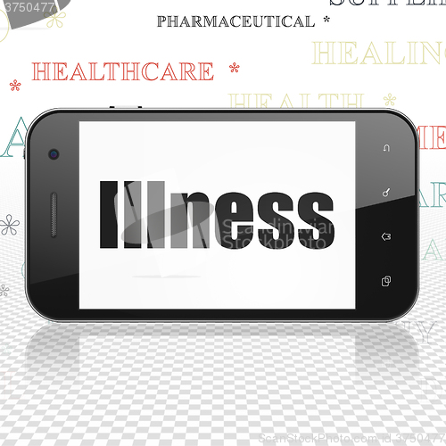 Image of Medicine concept: Smartphone with Illness on display