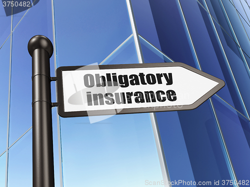 Image of Insurance concept: sign Obligatory Insurance on Building background