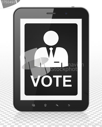 Image of Political concept: Tablet Pc Computer with Ballot on display