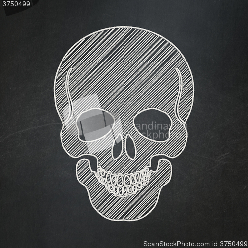 Image of Healthcare concept: Scull on chalkboard background