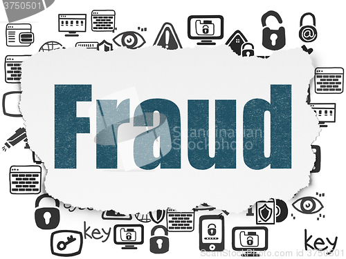 Image of Safety concept: Fraud on Torn Paper background