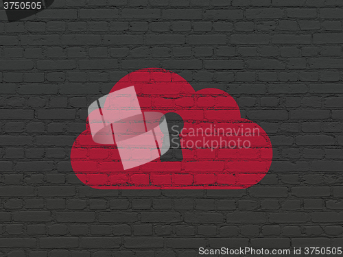 Image of Cloud computing concept: Cloud With Keyhole on wall background
