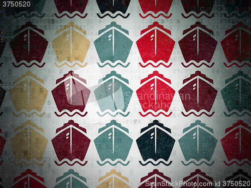 Image of Travel concept: Ship icons on Digital Paper background