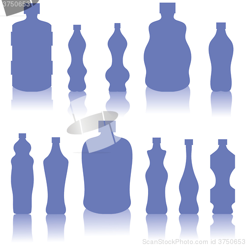 Image of Set of Blue Bottles Silhouettes
