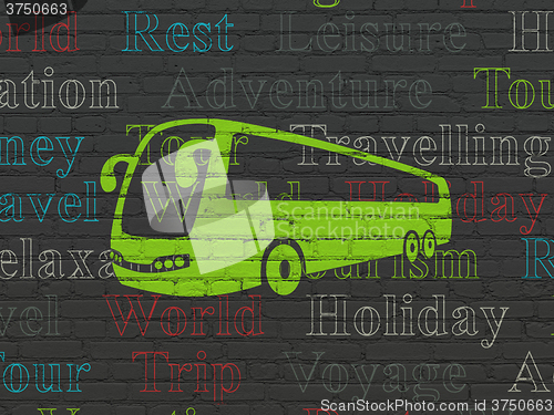 Image of Vacation concept: Bus on wall background