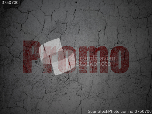 Image of Marketing concept: Promo on grunge wall background