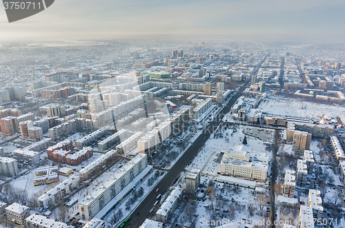 Image of Aerial view on Republic street. Tyumen. Russia