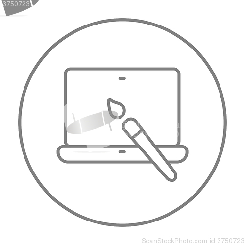 Image of Laptop and brush line icon.