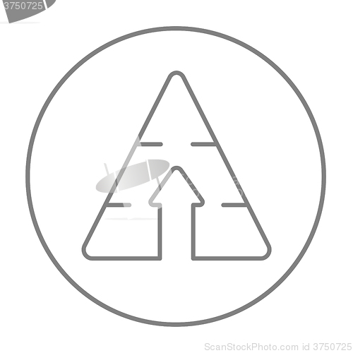 Image of Pyramid with arrow up line icon.