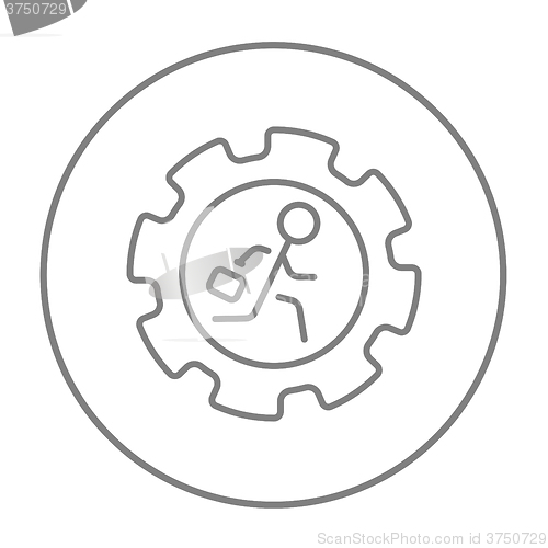 Image of Man running inside the gear line icon.