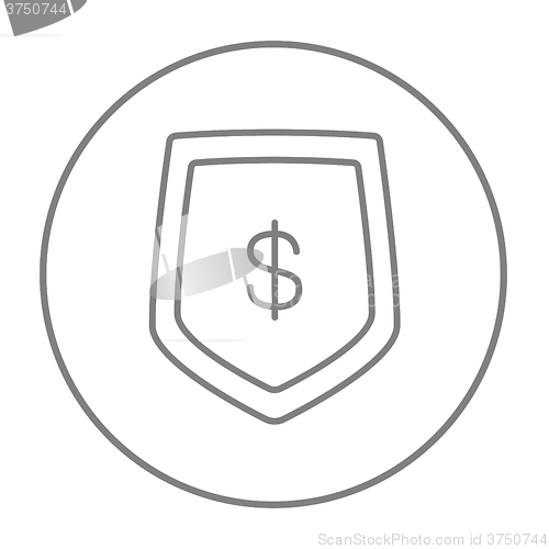 Image of Shield with dollar symbol line icon.