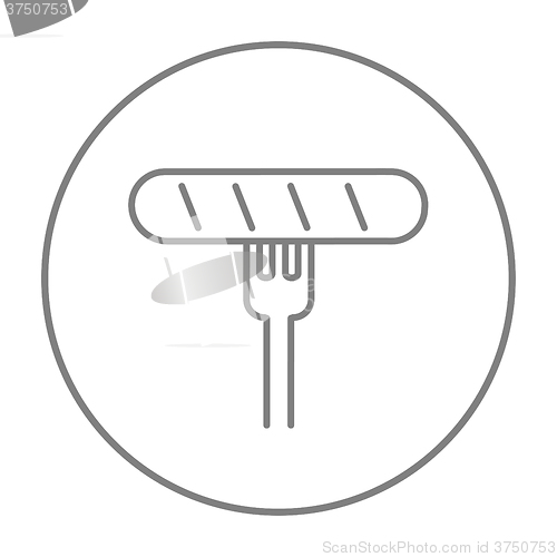 Image of Sausage on fork line icon.