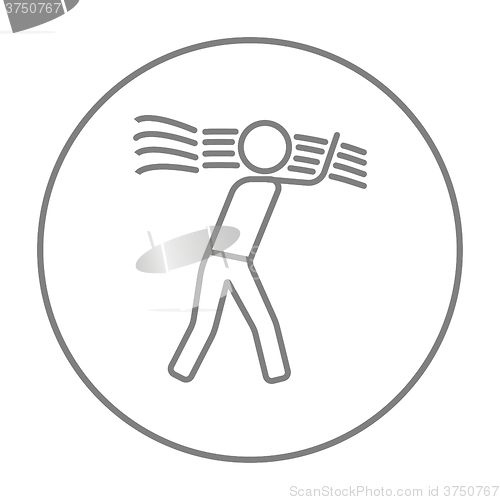 Image of Man carrying wheat line icon.